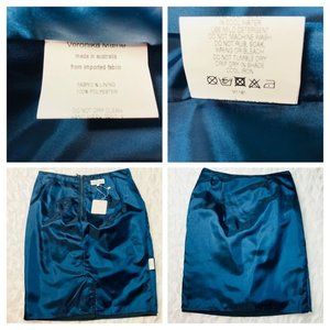 Veronika Maine Cinched Pencil Skirt Sz 10 Dark Iridescent Blue Evening New $169